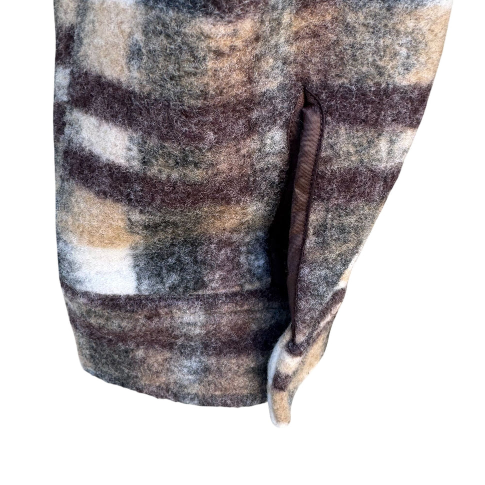 Forever 21 Plaid Flannel Y2K Grunge Oversized Jacket M Brown Beige Wool Blend