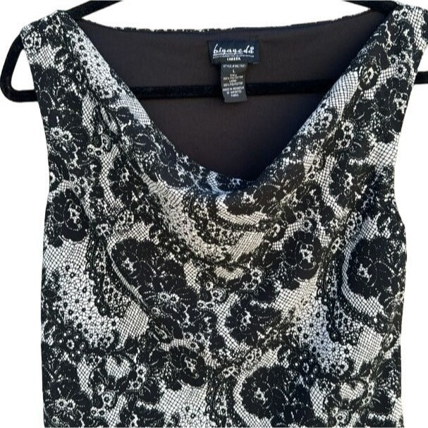 Biyaycda Career Lace Print Cowl Neck Lightweight Women's Sleeveless Shirt - L