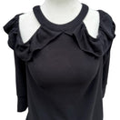 Switch 1.STATE Coquette Romantic Goth Cold Shoulder Ruffle Knit Top Keyhole Back XS 3 image