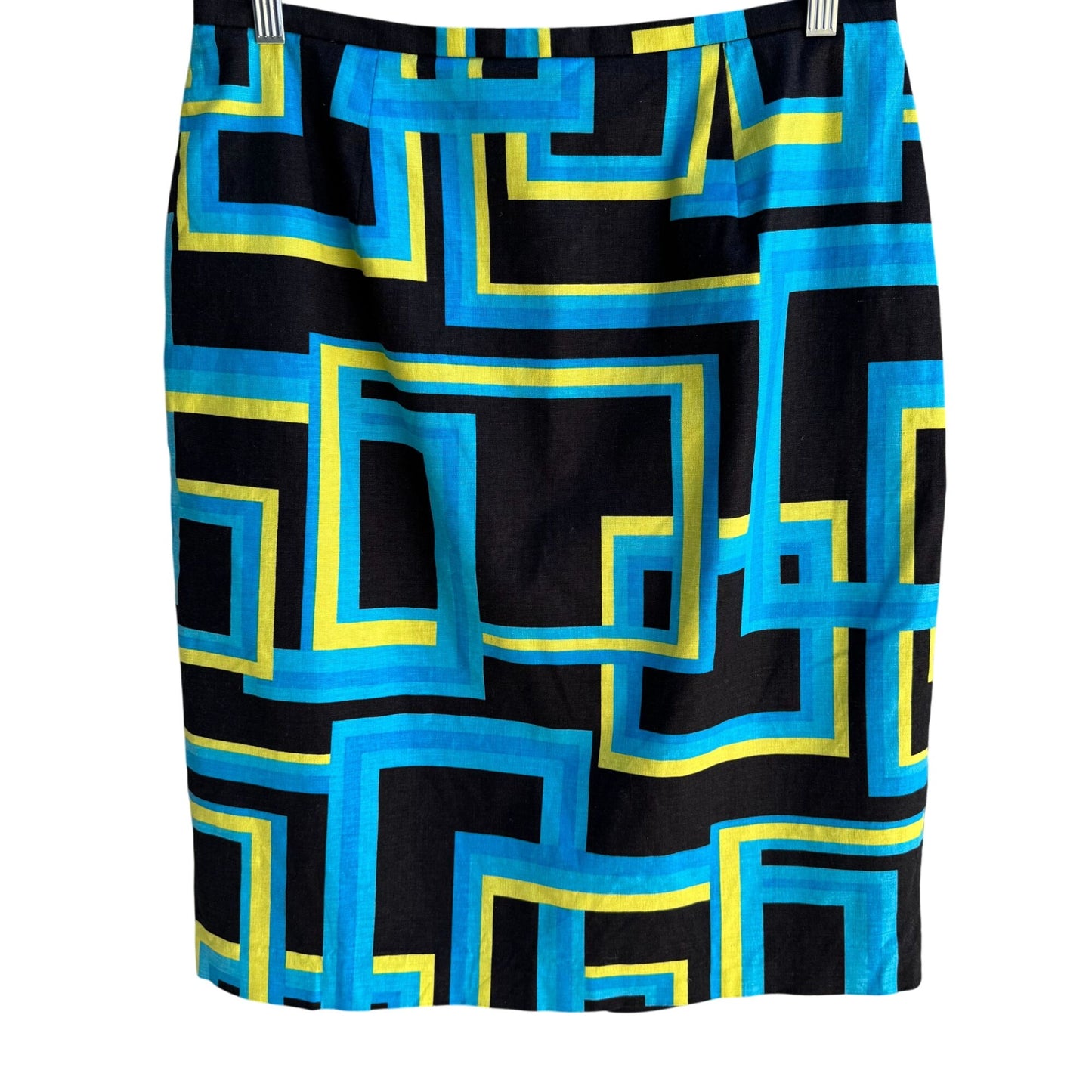Studio G Stretch Womens Black Neon Geometric Print Lined Pencil Mini Skirt 14