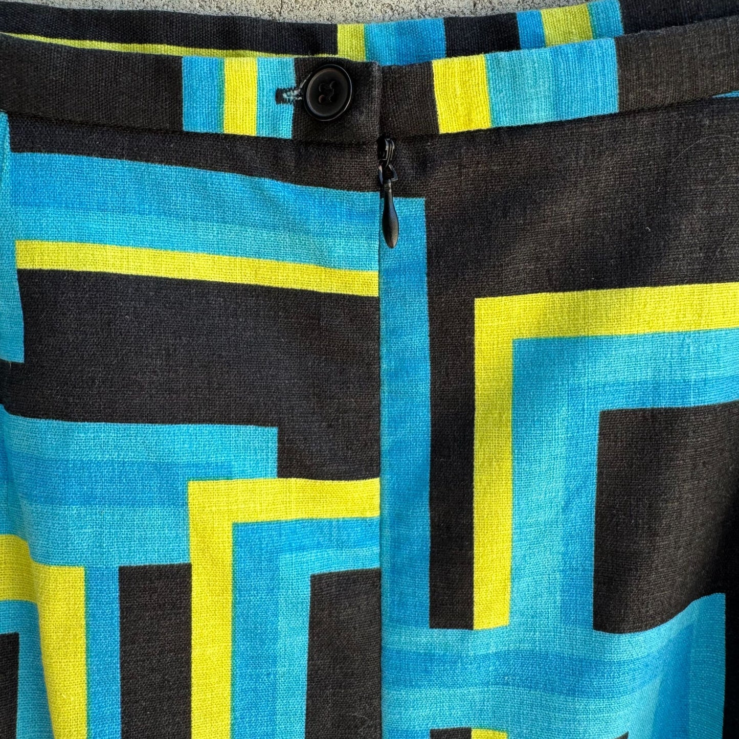 Studio G Stretch Womens Black Neon Geometric Print Lined Pencil Mini Skirt 14