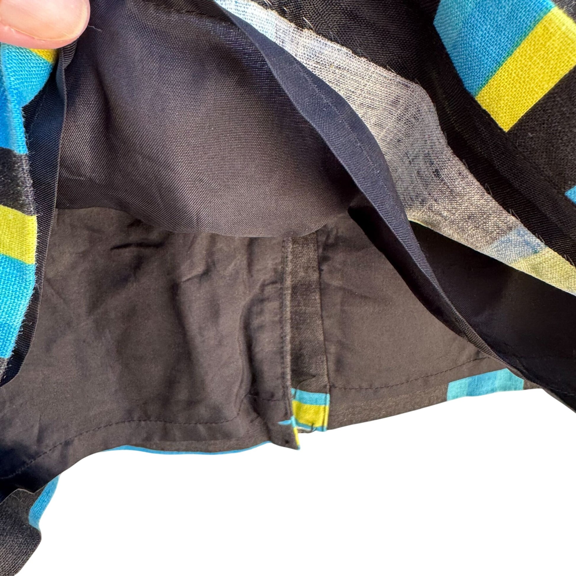 Studio G Stretch Womens Black Neon Geometric Print Lined Pencil Mini Skirt 14