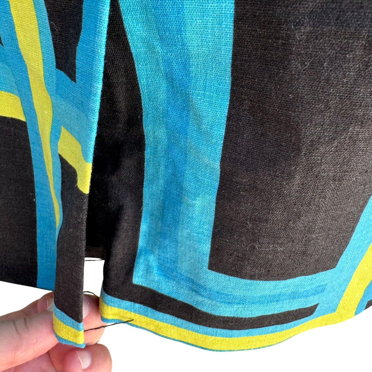 Studio G Stretch Womens Black Neon Geometric Print Lined Pencil Mini Skirt 14