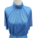 Switch Vintage 70s Blue Mock Neck Cape Sleeve Maxi Dress Disco Gown Tie Waist Blue 3 image