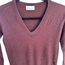 Switch Raey 100% Cashmere V-Neck Sweater Womens XS Burgundy Made in Nepal Quiet Luxury 3 image