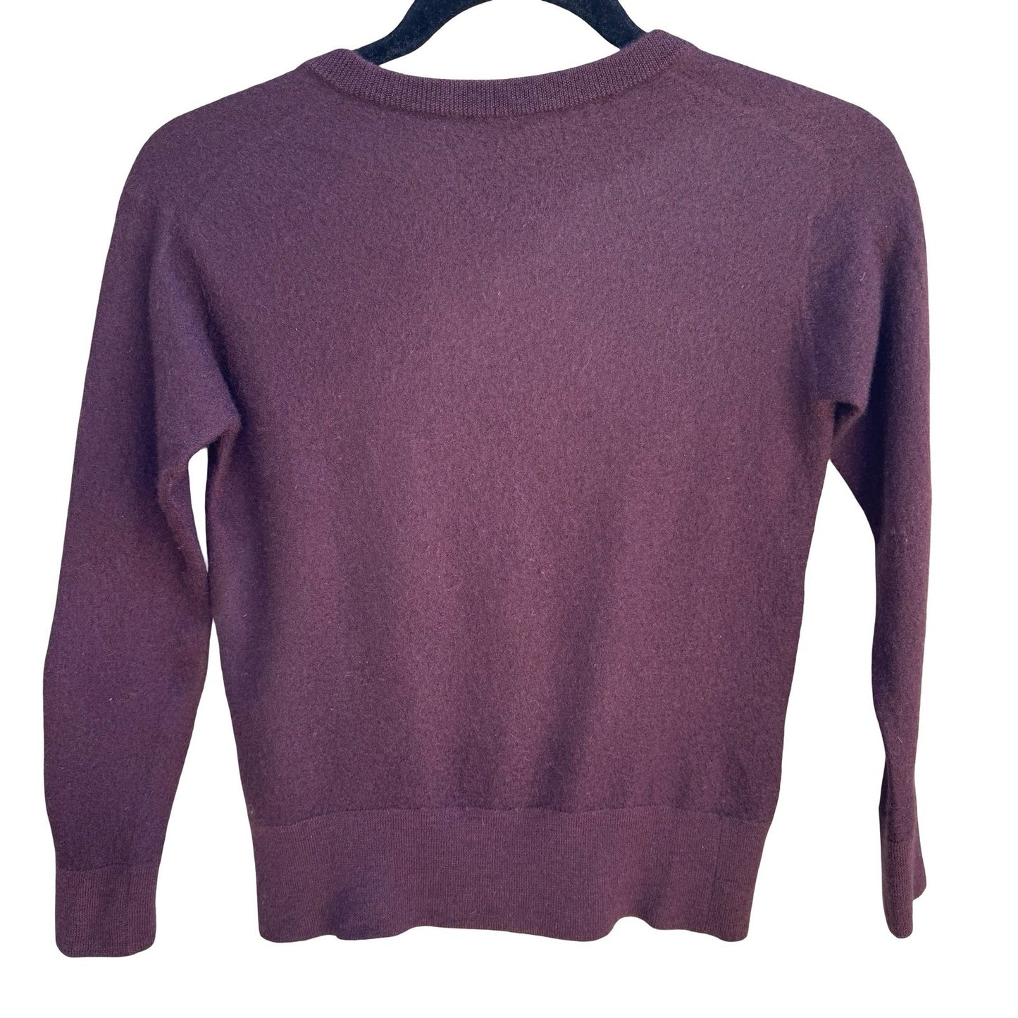 Raey 100% Cashmere V-Neck Sweater Womens XS Burgundy Made in Nepal Quiet Luxury
