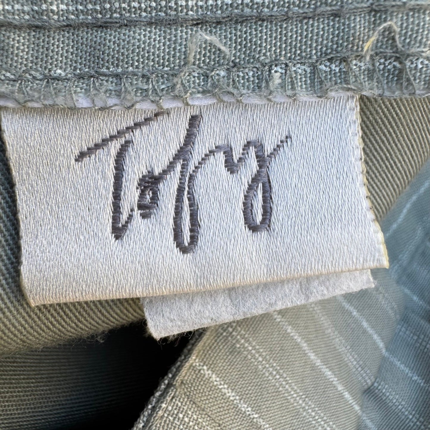 Tofy Vintage 80s Grey Pinstripe High Waisted Pleated Trousers Made in USA Womens