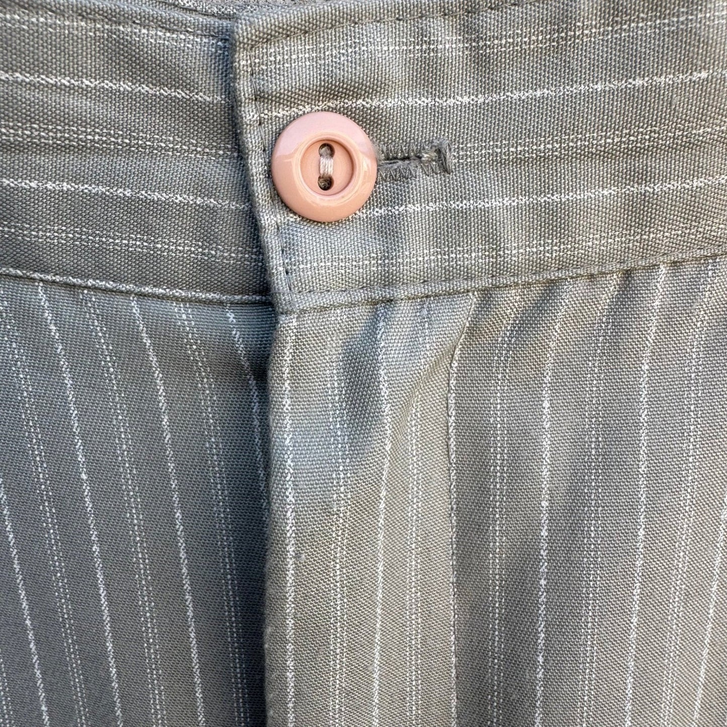 Tofy Vintage 80s Grey Pinstripe High Waisted Pleated Trousers Made in USA Womens
