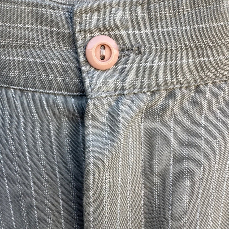Tofy Vintage 80s Grey Pinstripe High Waisted Pleated Trousers Made in USA Womens