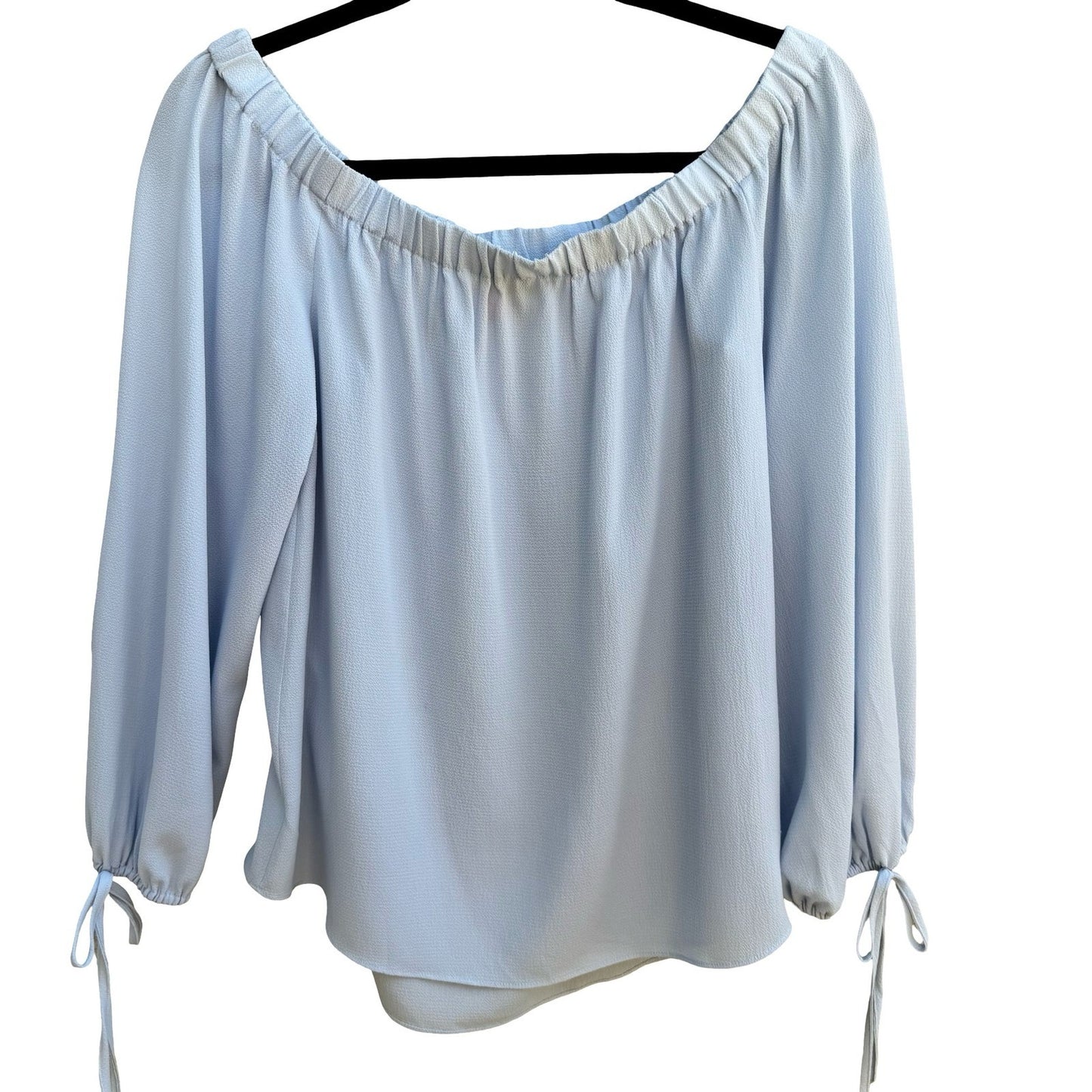 Vince Camuto Coquette Off Shoulder Tie Sleeve Peasant Blouse Pastel Blue XXS