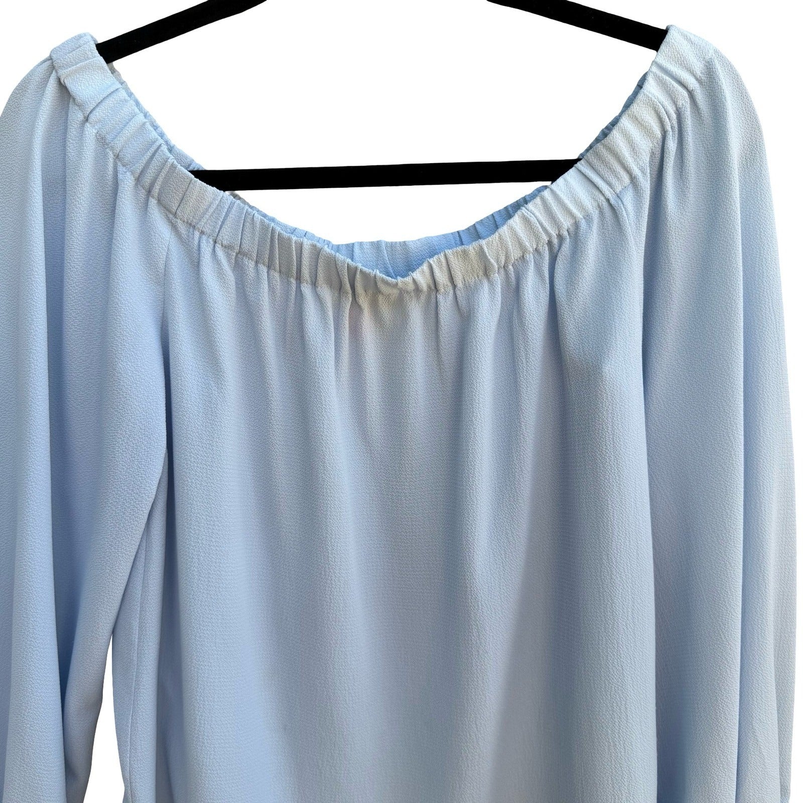 Vince Camuto Coquette Off Shoulder Tie Sleeve Peasant Blouse Pastel Blue XXS