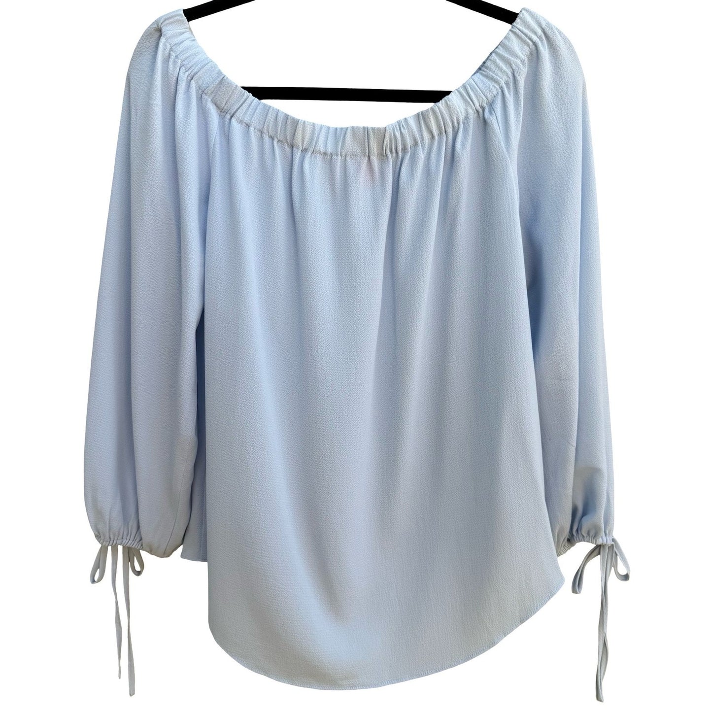 Vince Camuto Coquette Off Shoulder Tie Sleeve Peasant Blouse Pastel Blue XXS