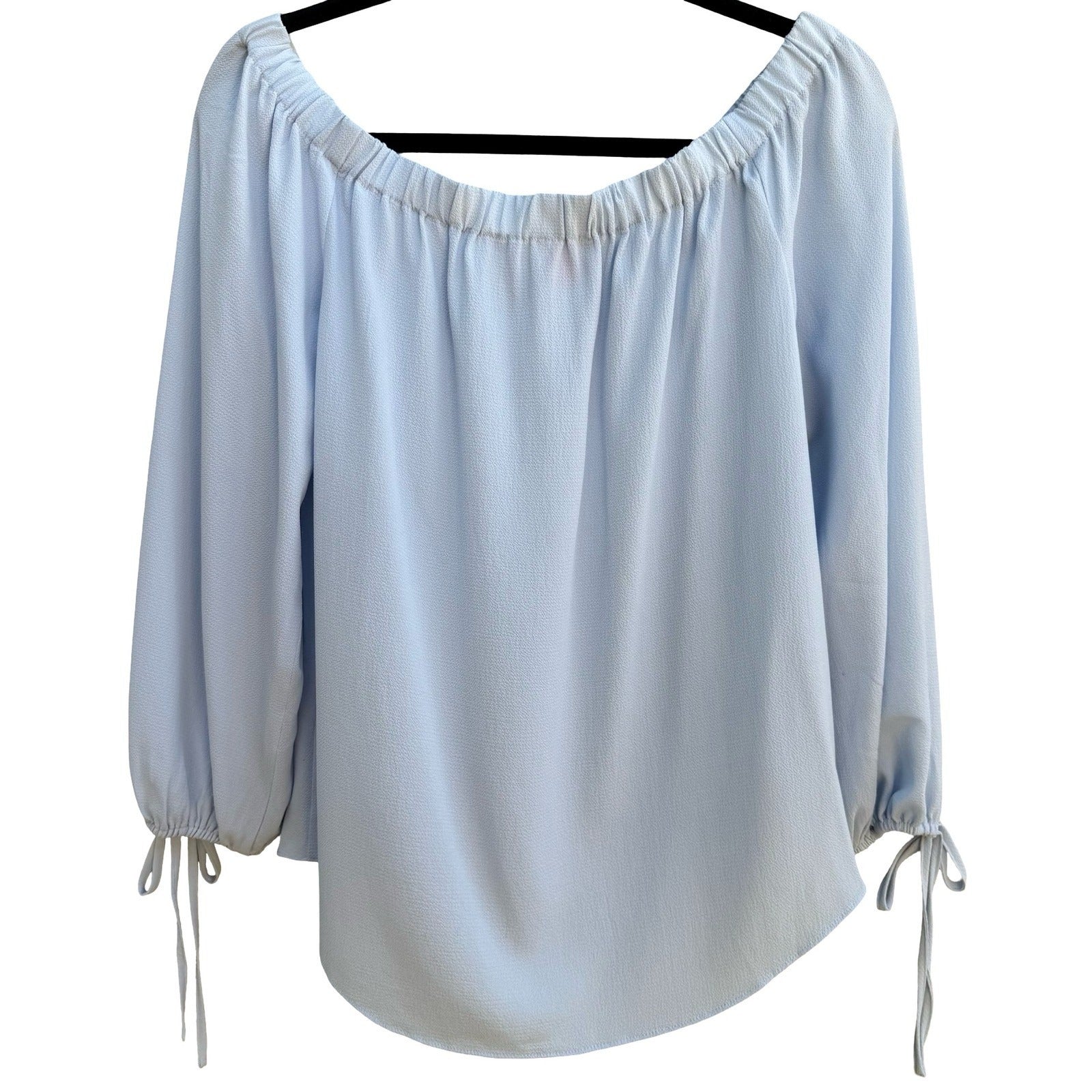 Vince Camuto Coquette Off Shoulder Tie Sleeve Peasant Blouse Pastel Blue XXS