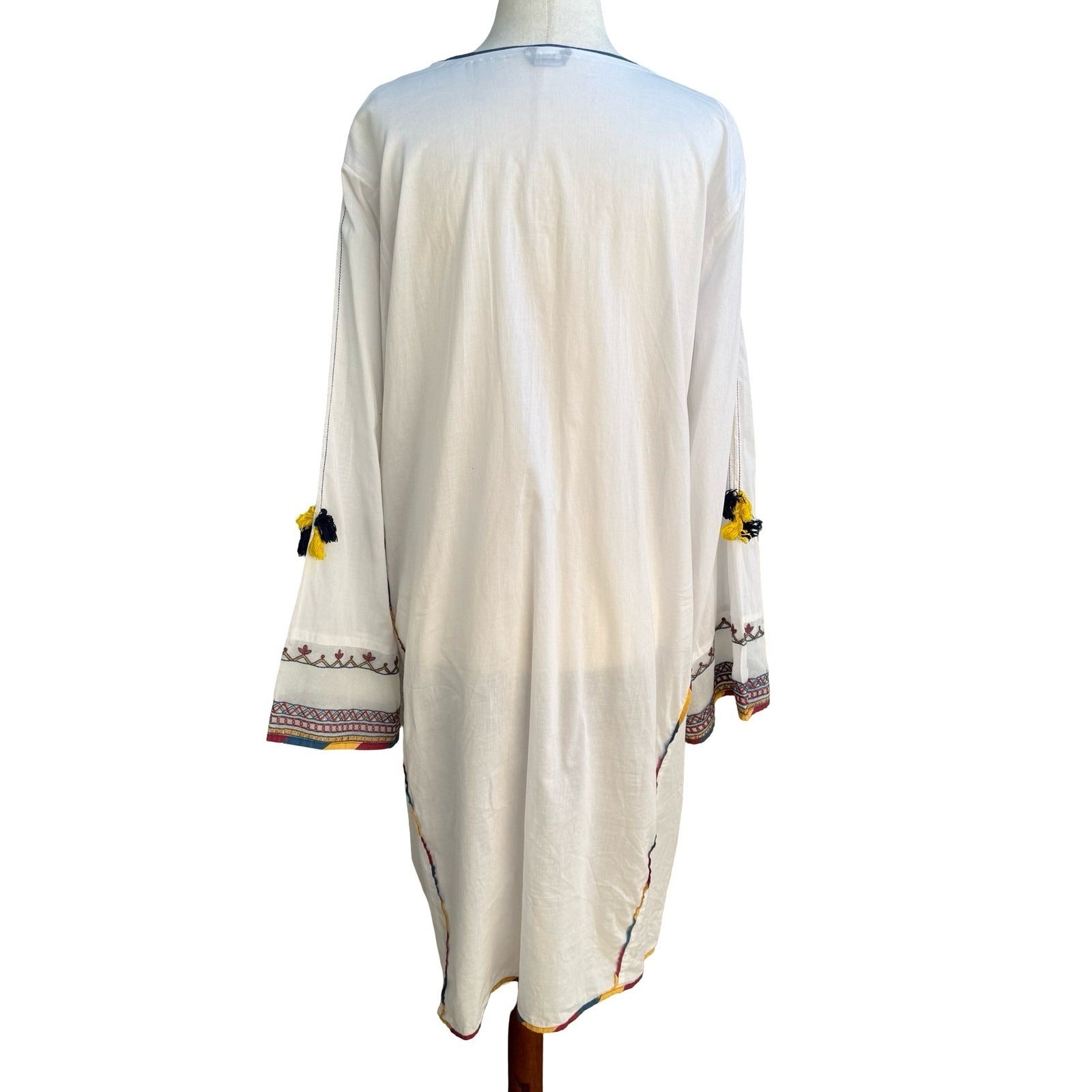 Sapphire Ethnic Tribe Boho Embroidered Peasant Tunic Kaftan Dress XL Flowy Beach