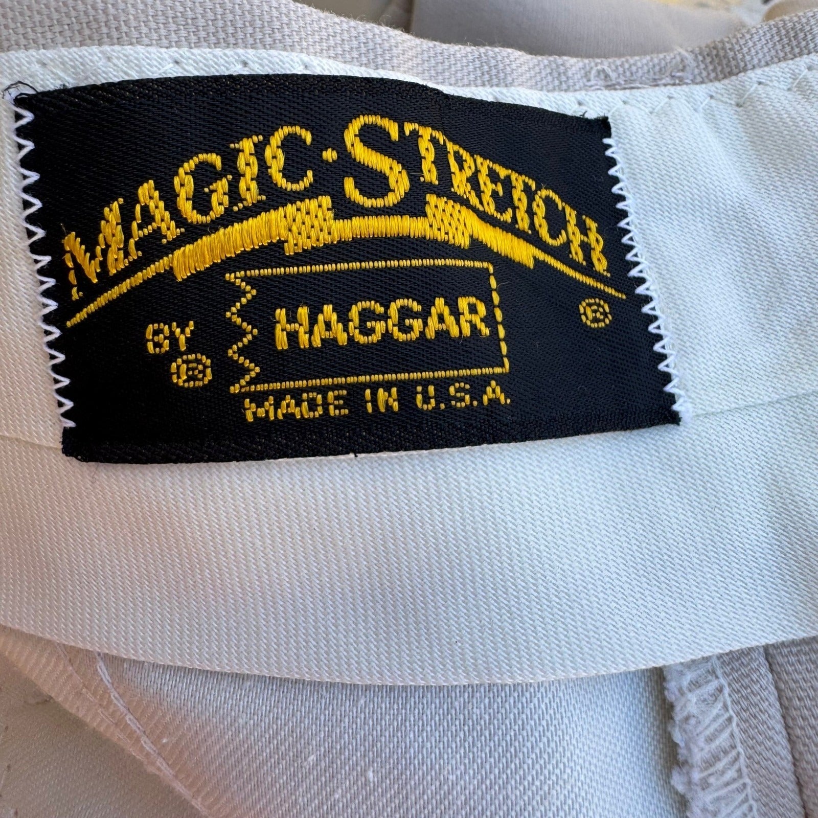 Haggar Vintage 70s 80s Magic-Stretch Mens Tan Dress Pants Minimalist Retro Mod
