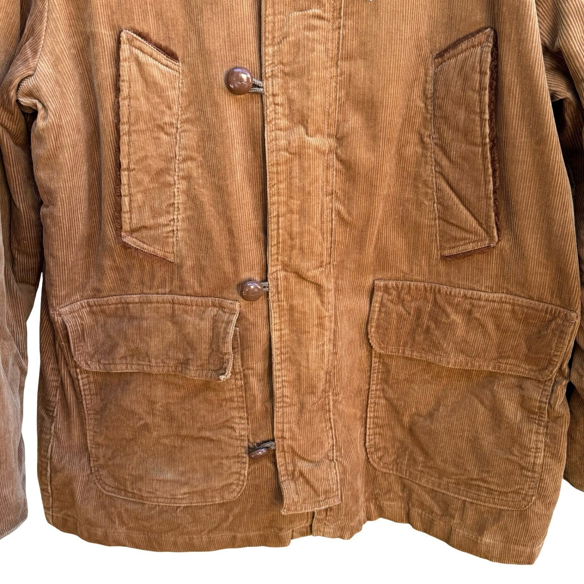 Val Cassi Vintage 70s Faux Fur Lined Corduroy Workwear Parka Jacket Tan Mens XL