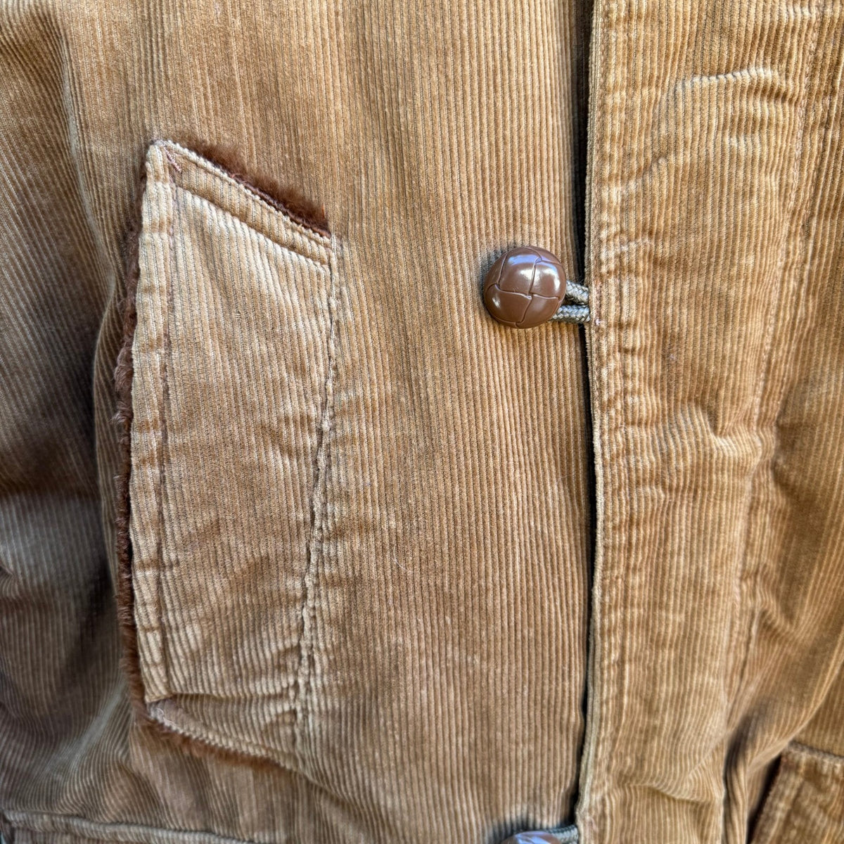 Val Cassi Vintage 70s Faux Fur Lined Corduroy Workwear Parka Jacket Tan Mens XL