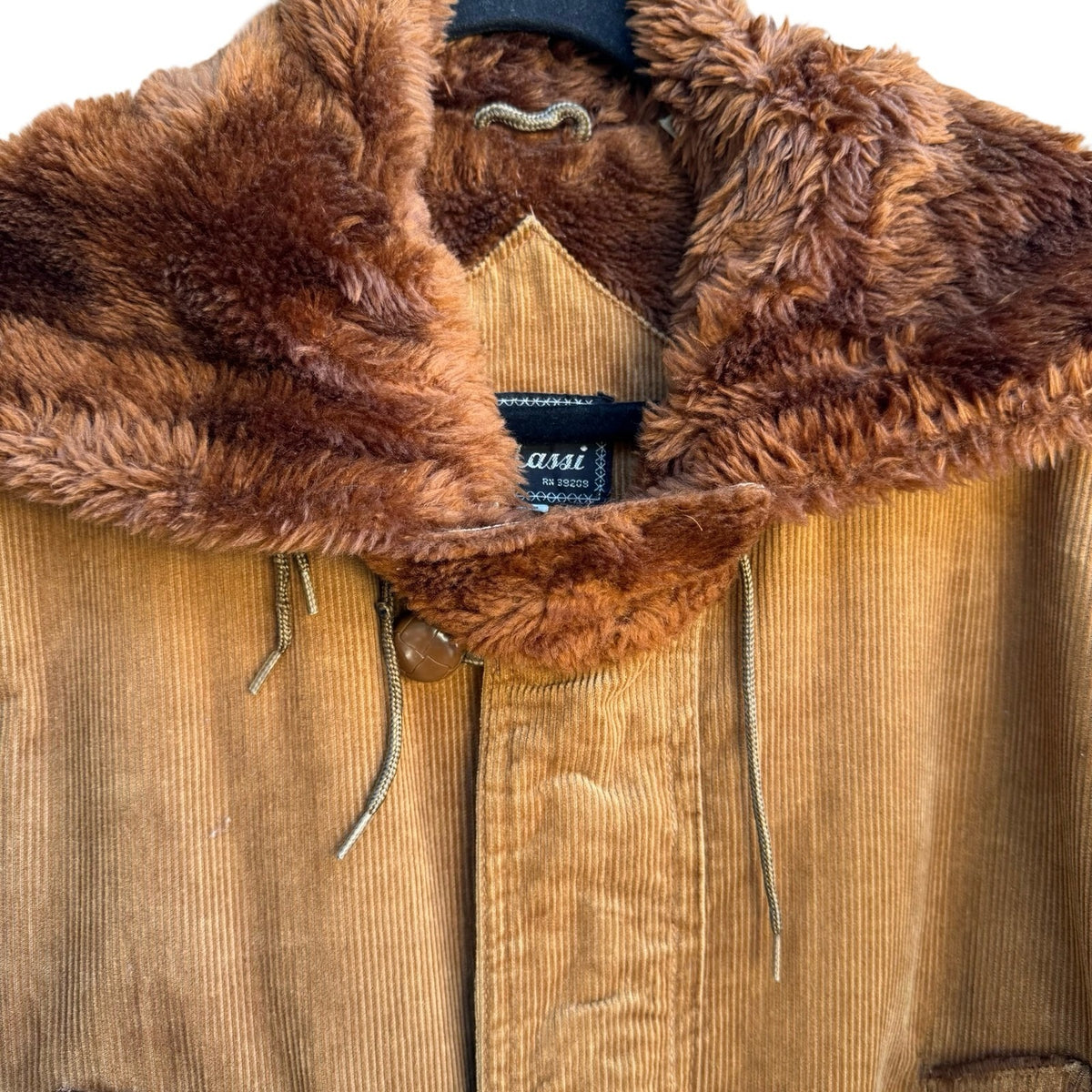 Val Cassi Vintage 70s Faux Fur Lined Corduroy Workwear Parka Jacket Tan Mens XL