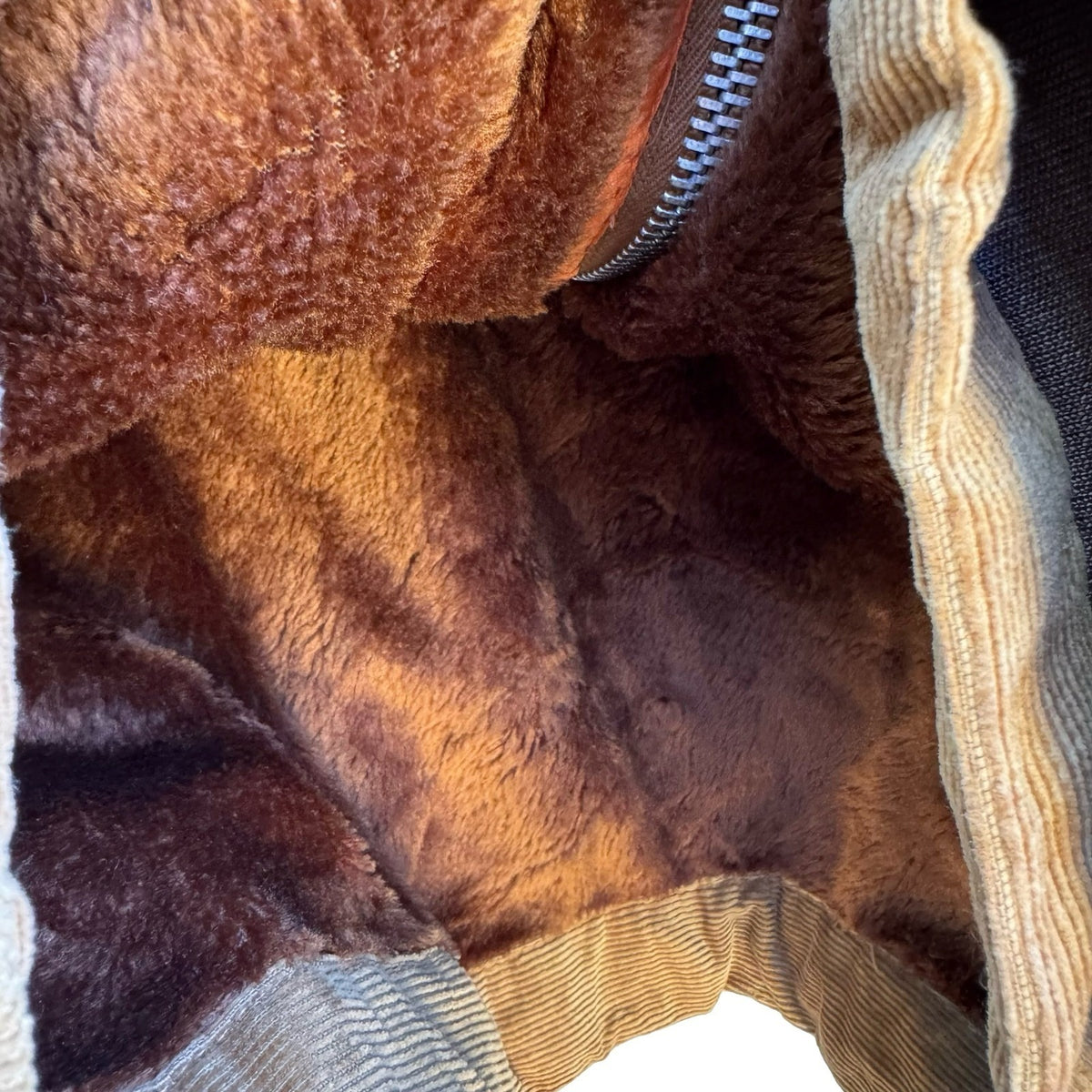 Val Cassi Vintage 70s Faux Fur Lined Corduroy Workwear Parka Jacket Tan Mens XL