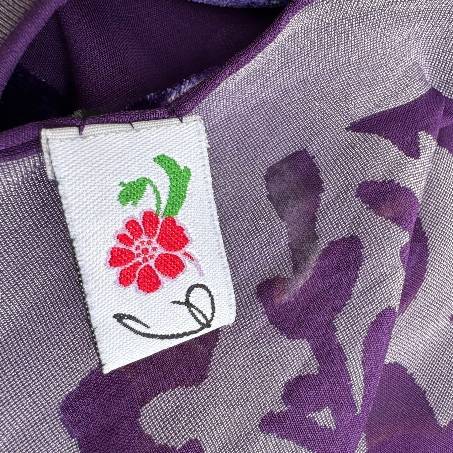 Jinjiao Vintage Purple Floral Velvet Burnout Fringe Sheer Evening Shawl Wrap