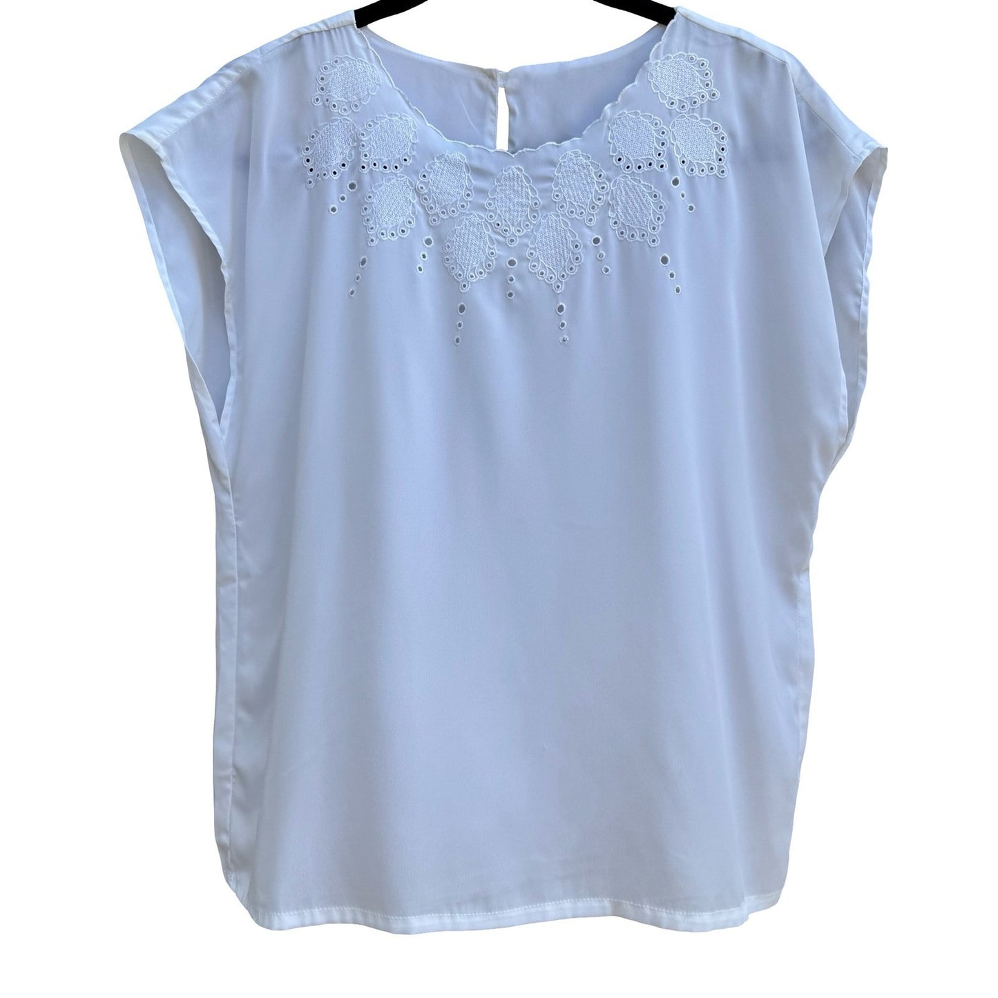 Sentiments Cottagecore Coquette Feminine Eyelet Embroidered Scallop Blouse L