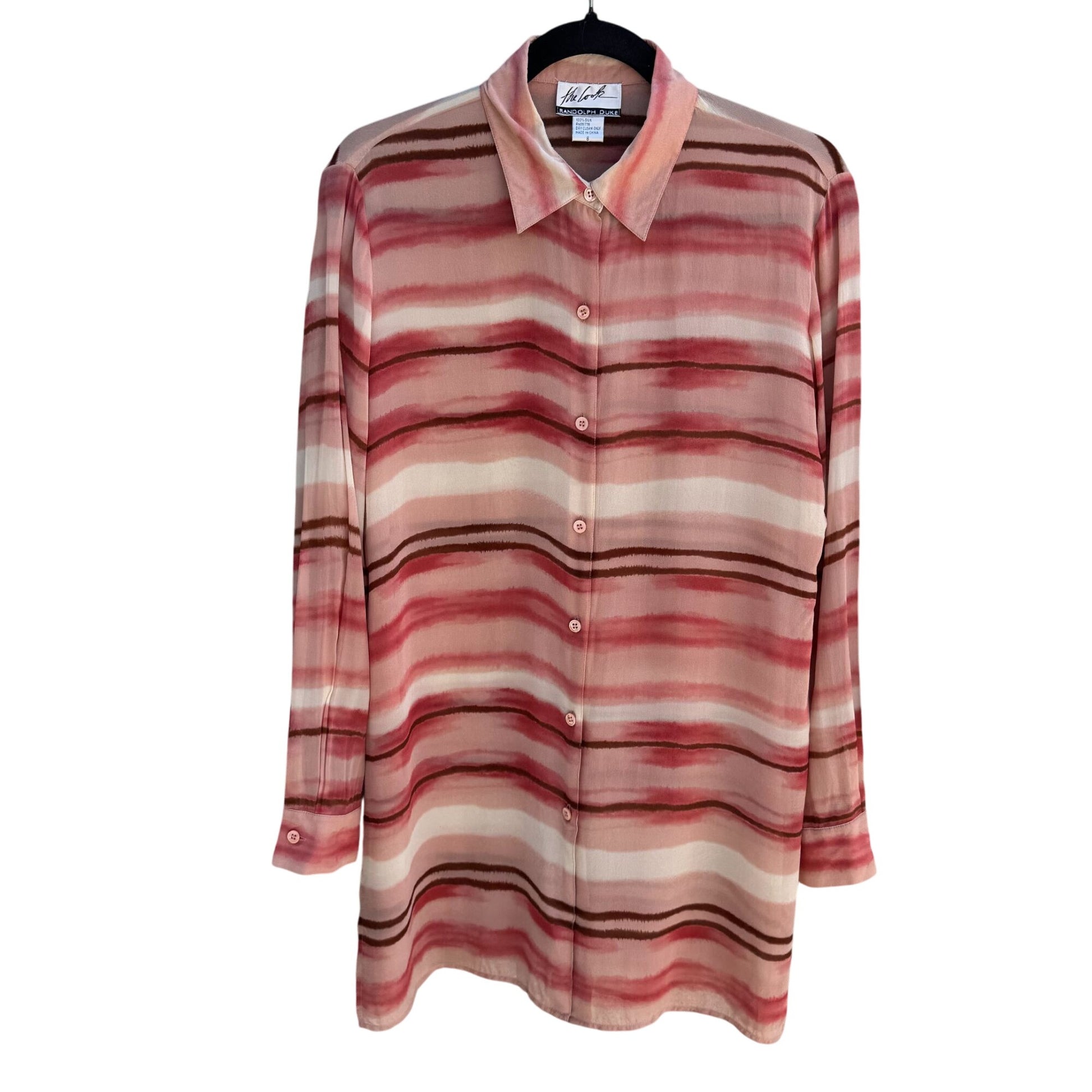 Randolph Duke The Look Sheer Silk Striped Button-Up Shirt & Sleeveless Top Set 6