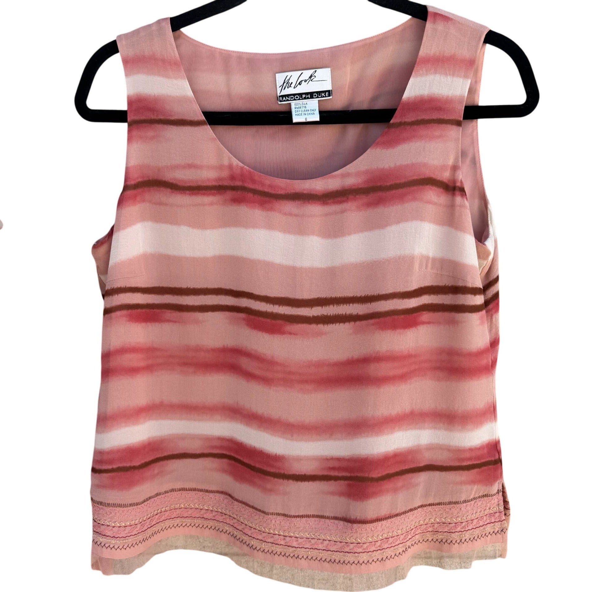 Randolph Duke The Look Sheer Silk Striped Button-Up Shirt & Sleeveless Top Set 6