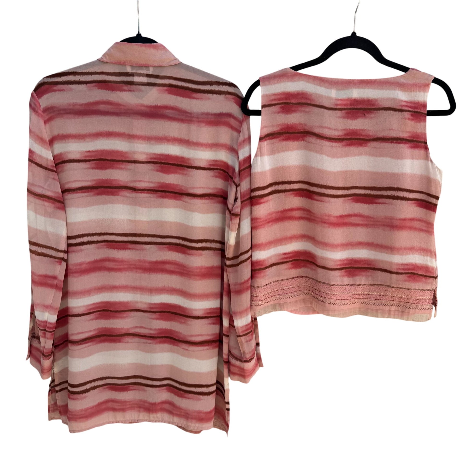 Randolph Duke The Look Sheer Silk Striped Button-Up Shirt & Sleeveless Top Set 6