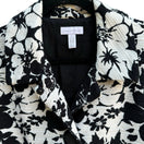 Switch Charter Club Womens Black White Floral Jacquard 3/4 Sleeve Four Button Blazer 2 image