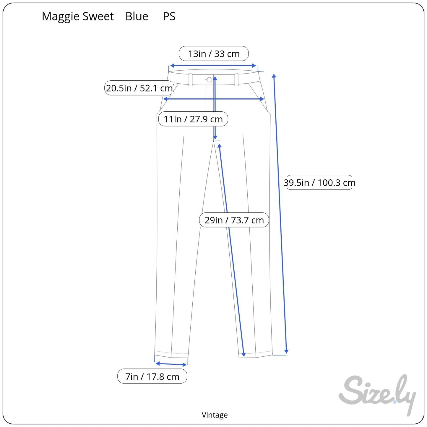 Maggie Sweet Vintage Womens Petite S Elastic Waist Relaxed Fit Royal Blue Pants