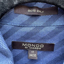 Switch Mondo Di Marco Blue Diagonal Stripe 80s 2-Ply French Cuff Dress Shirt 17 34/35 2 image