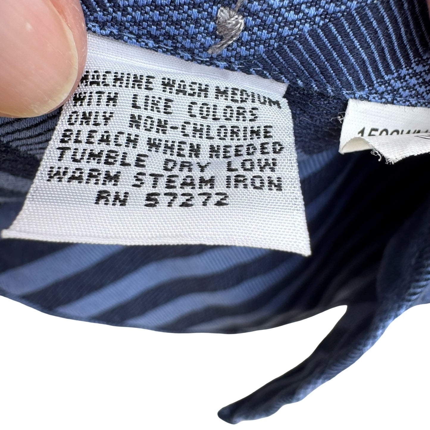 Mondo Di Marco Blue Diagonal Stripe 80s 2-Ply French Cuff Dress Shirt 17 34/35