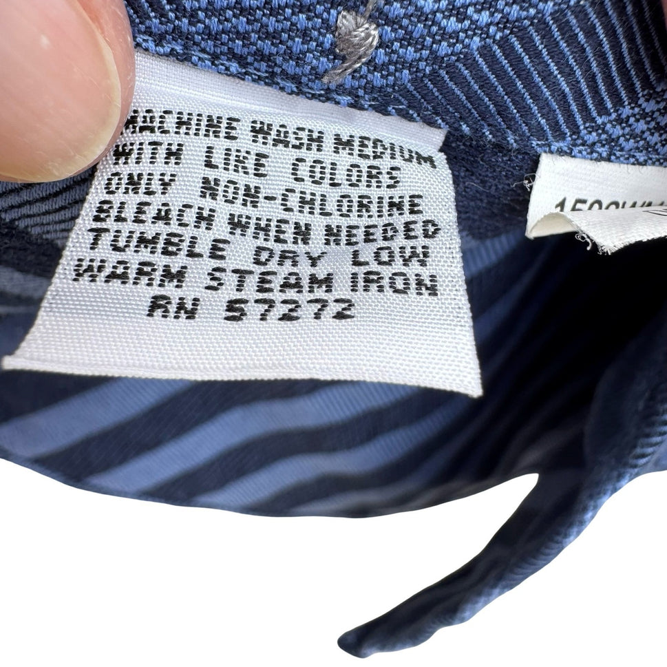 Mondo Di Marco Blue Diagonal Stripe 80s 2-Ply French Cuff Dress Shirt 17 34/35