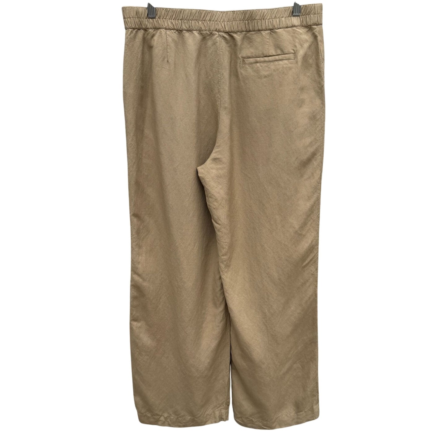 Isaac Mizrahi Live Womens Beige Elastic Waist Linen Blend Wide-Leg Casual Pants