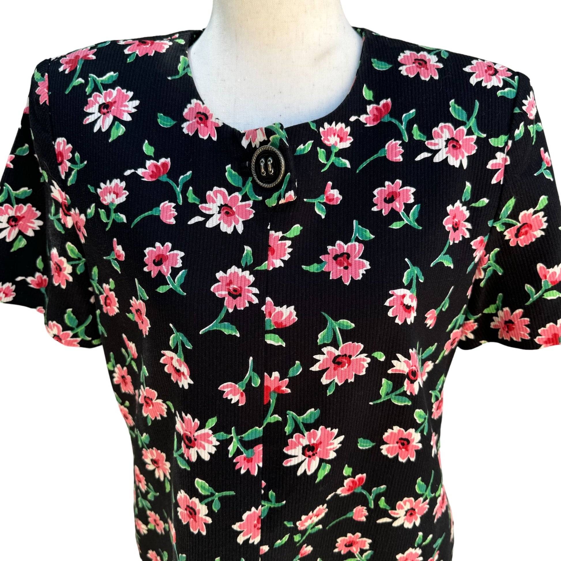 Depeche Mode Petite Vintage Women's Floral Short Sleeve Knee Length Dress - 8P