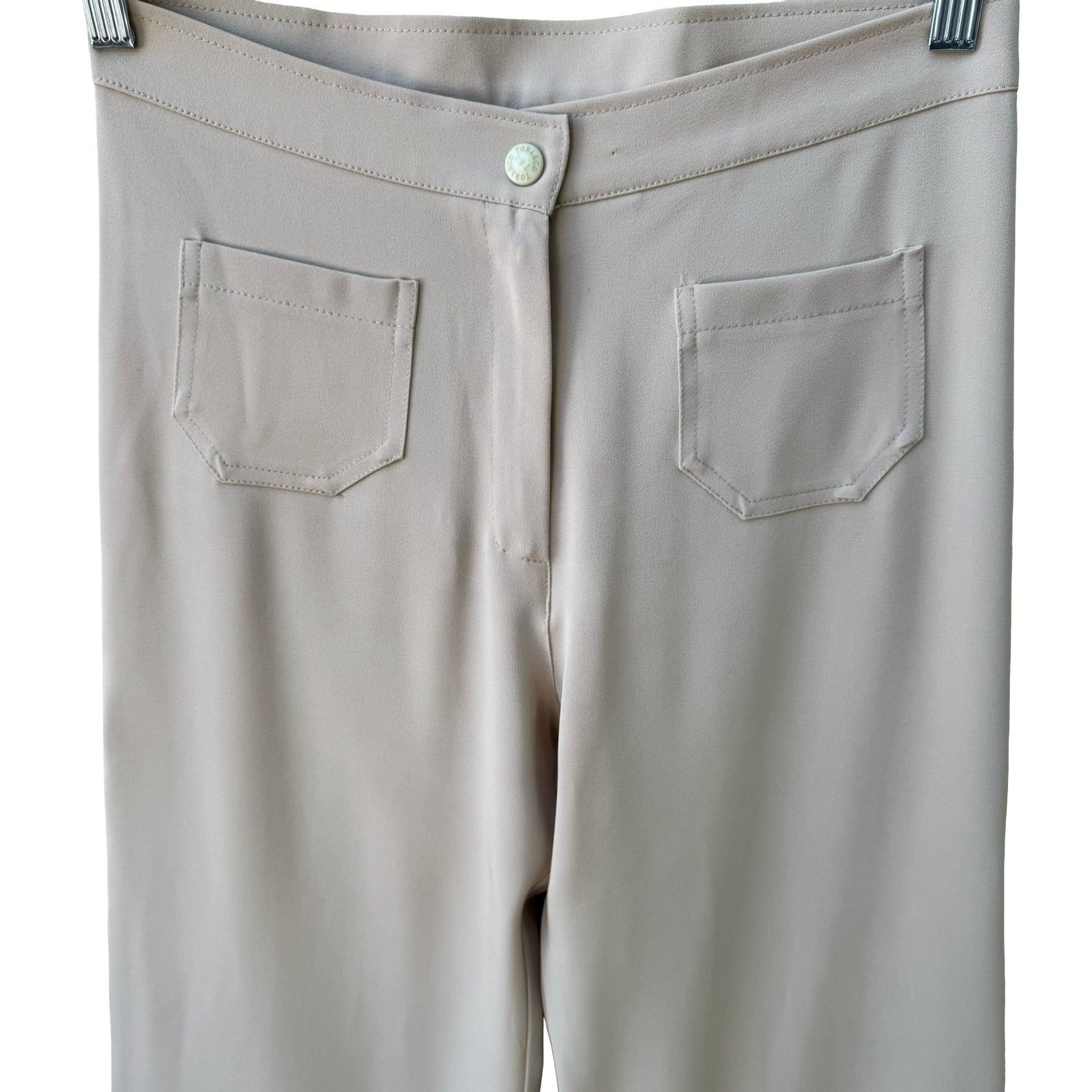 Sharagano Paris Vintage French Chic Minimalist Wide Leg Beachy Dress Pants Tan 6