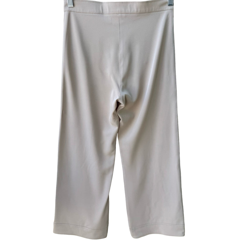 Sharagano Paris Vintage French Chic Minimalist Wide Leg Beachy Dress Pants Tan 6