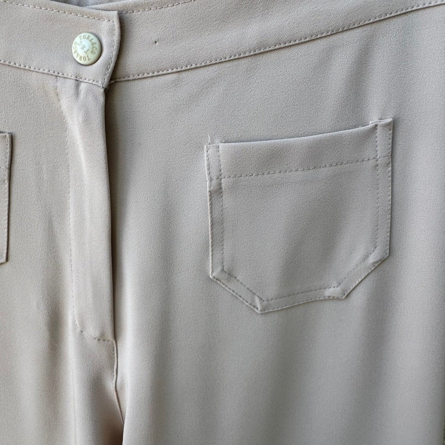 Sharagano Paris Vintage French Chic Minimalist Wide Leg Beachy Dress Pants Tan 6