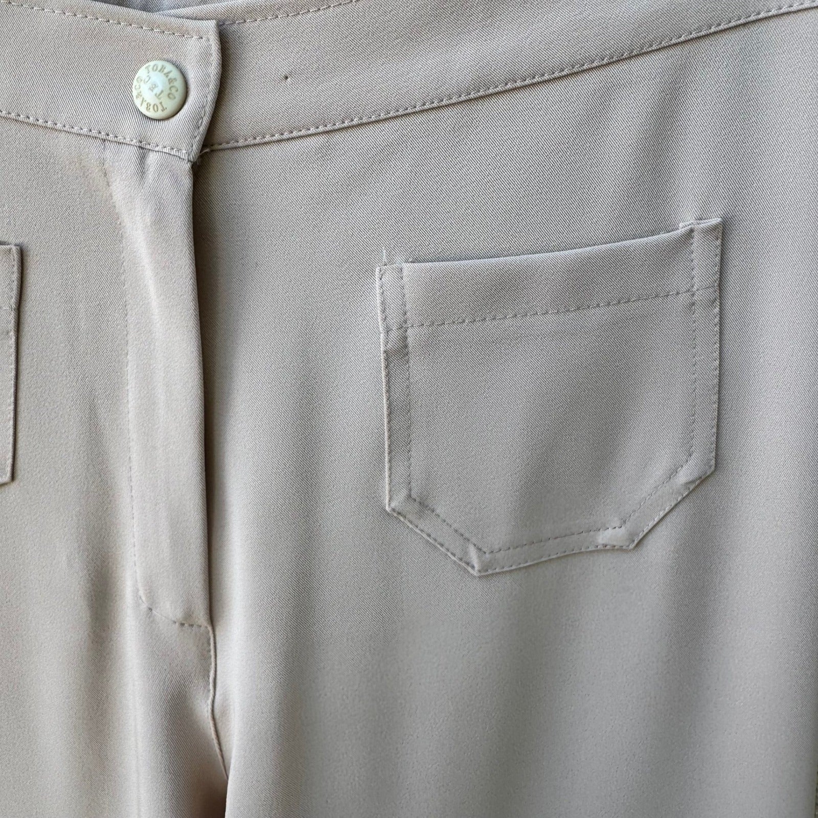 Sharagano Paris Vintage French Chic Minimalist Wide Leg Beachy Dress Pants Tan 6