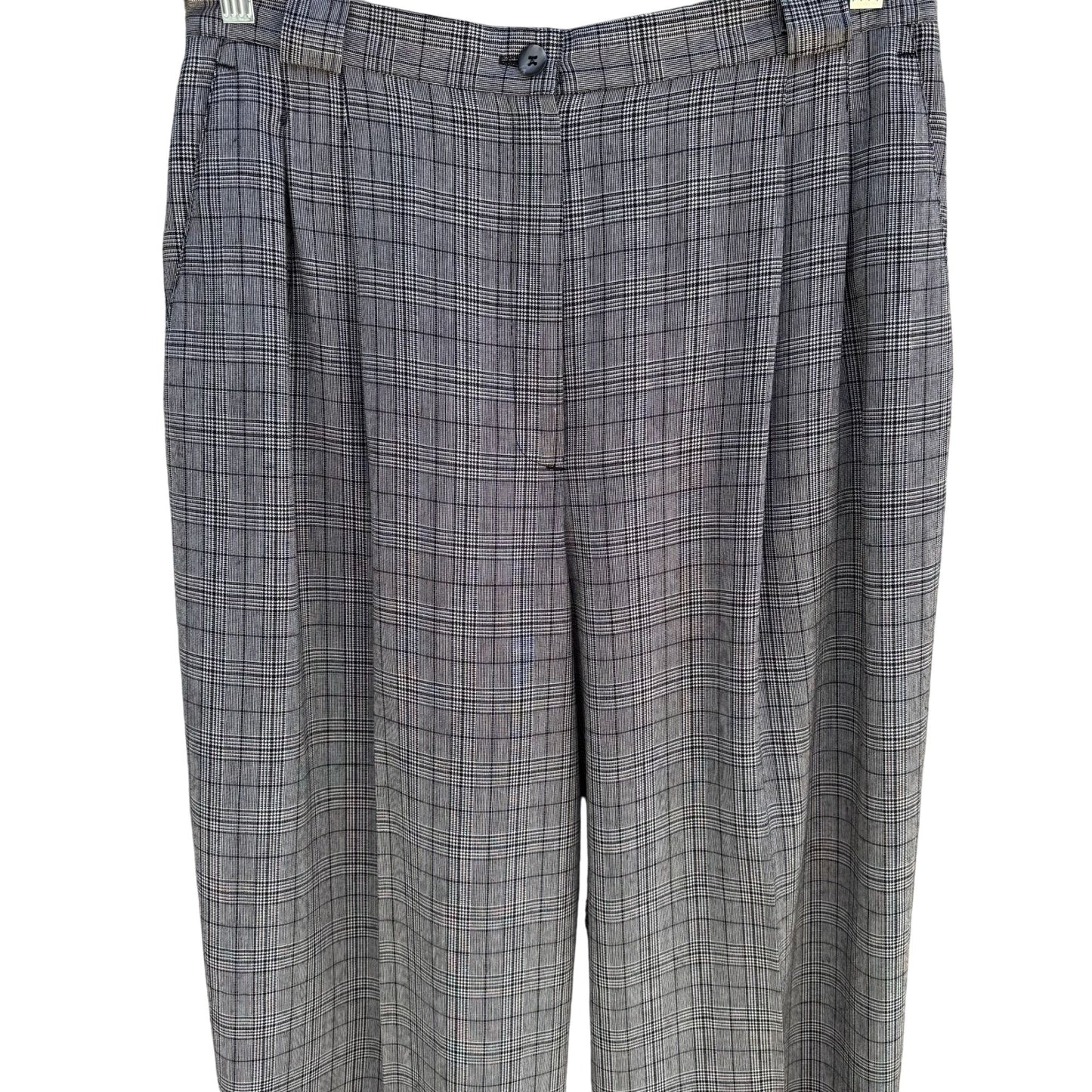 Norton McNaughton Vintage Womens Gray Plaid High-Waisted Pleat Front Trousers 14