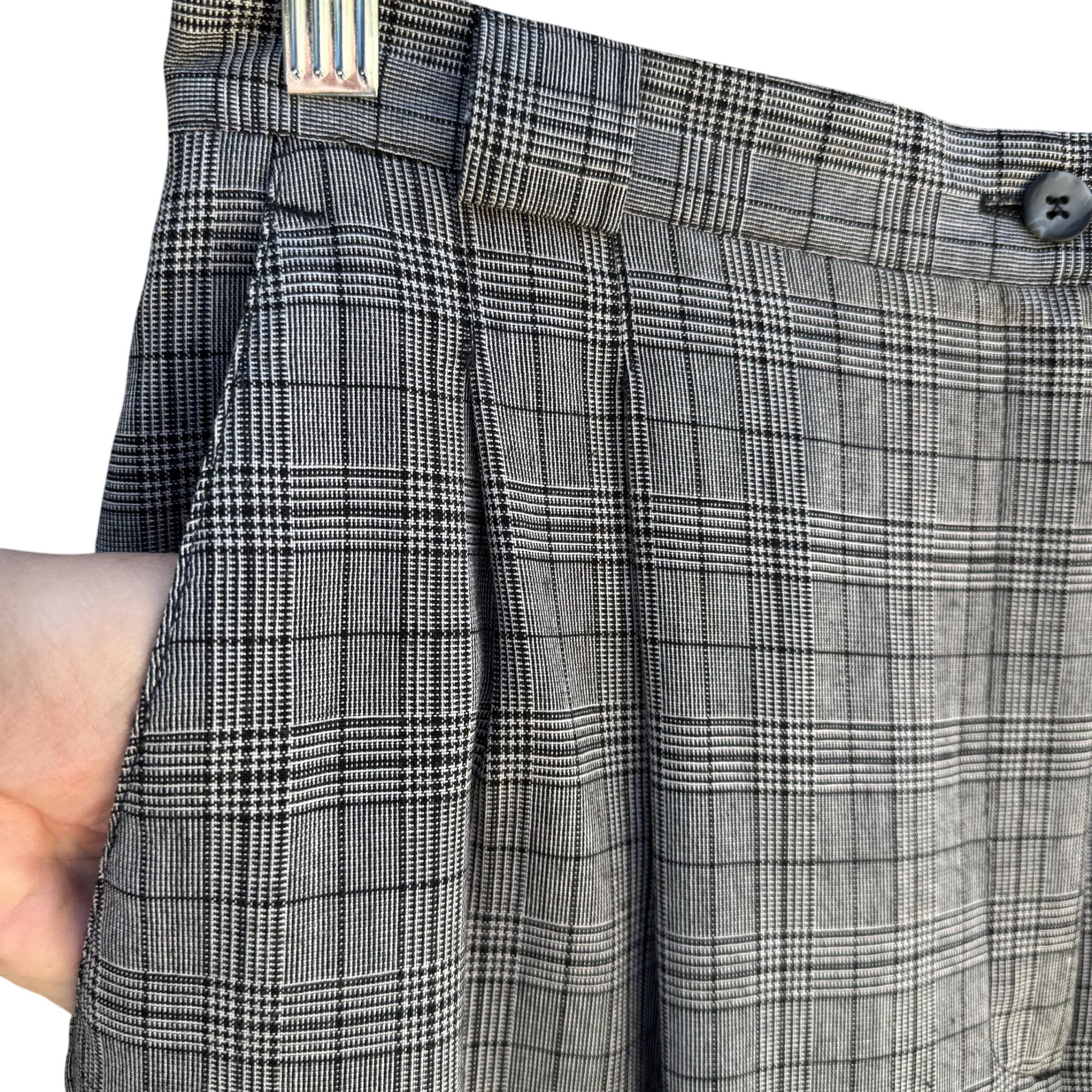 Norton McNaughton Vintage Womens Gray Plaid High-Waisted Pleat Front Trousers 14