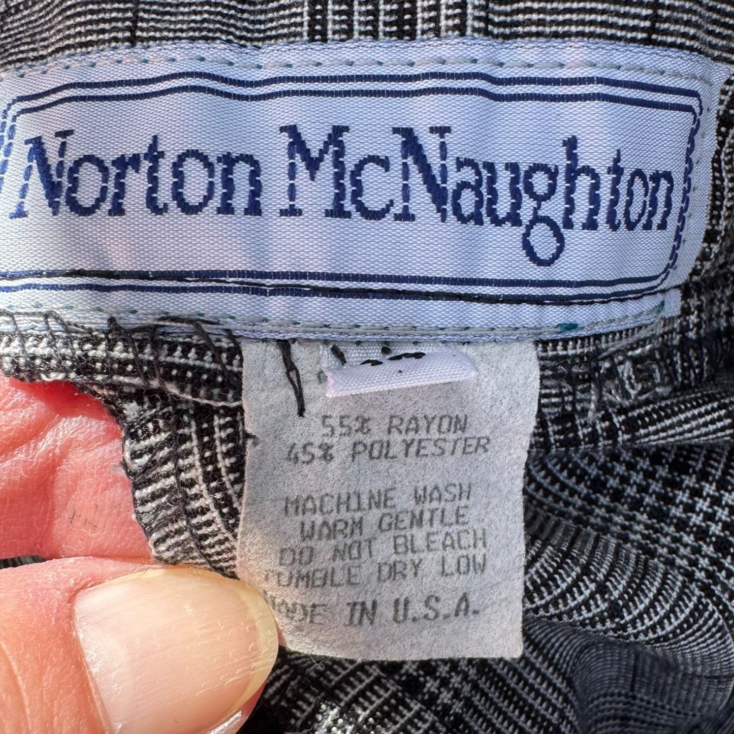 Norton McNaughton Vintage Womens Gray Plaid High-Waisted Pleat Front Trousers 14