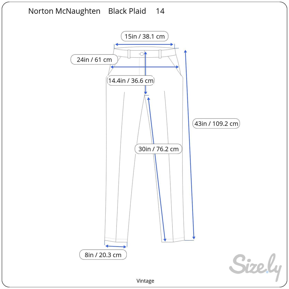 Norton McNaughton Vintage Womens Gray Plaid High-Waisted Pleat Front Trousers 14