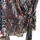 Switch Artex Collection Women&#39;s Deep V Neck Semi Sheer Brown Animal Print Wrap Blouse M 3 image