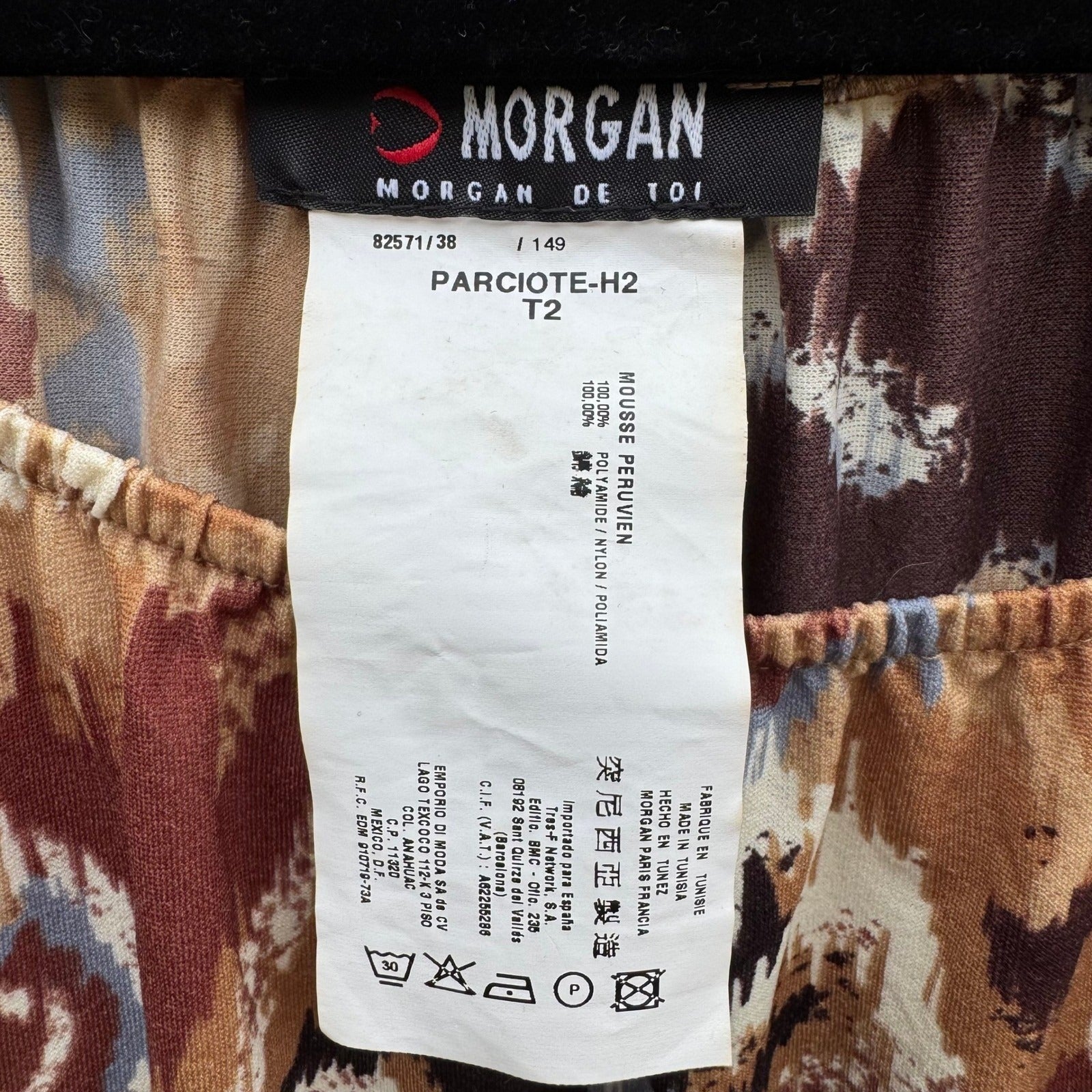Morgan De Toi Y2K Abstract Ikat Fairy Boho Witchy Tie Cuff Peasant Top Brown S