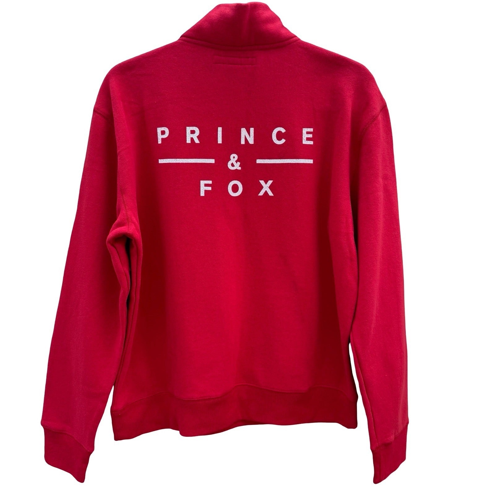 Prince & Fox Mens Red Quarter Zip Fleece Sweatshirt Logo Pullover Large NEW
