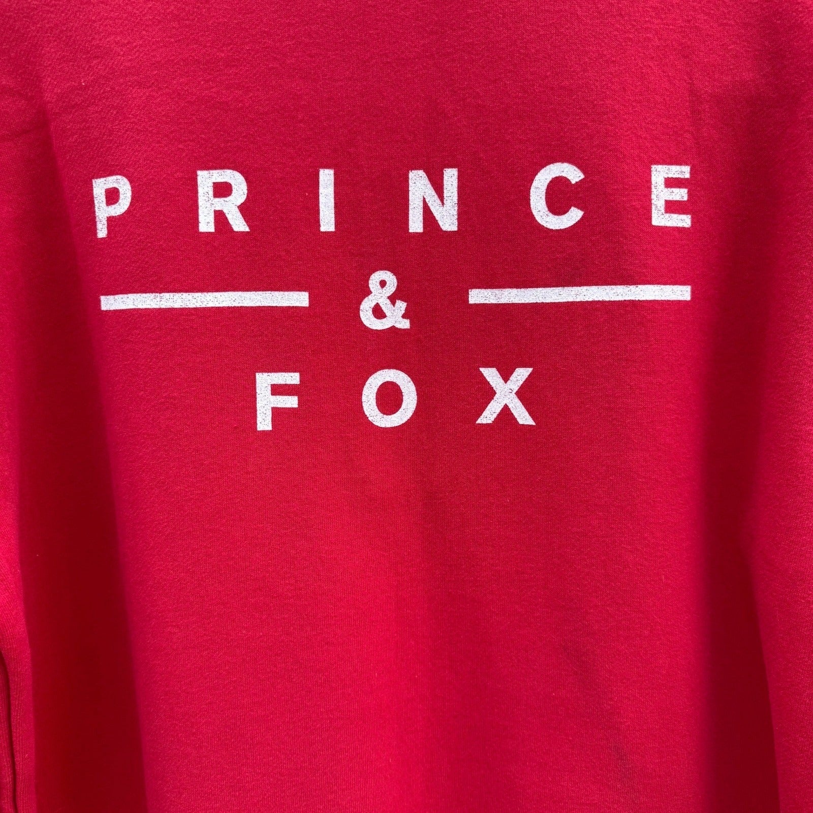 Prince & Fox Mens Red Quarter Zip Fleece Sweatshirt Logo Pullover Large NEW