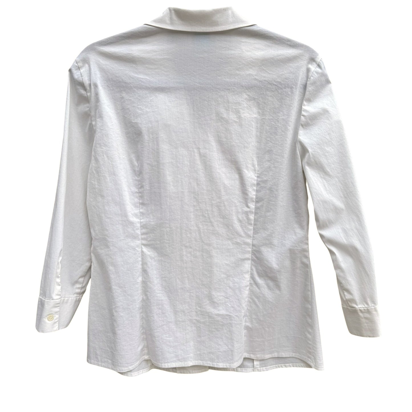 Debra McGuire Womens White Button-Up Floral Cut Out 3/4 Sleeves Shirt Blouse 8