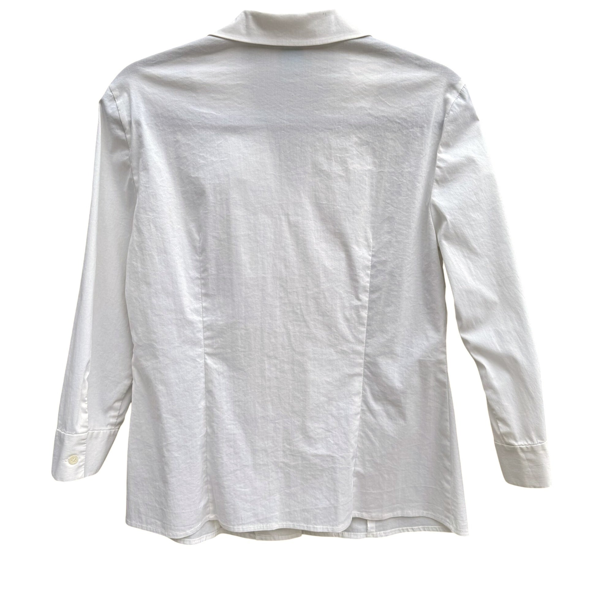 Debra McGuire Womens White Button-Up Floral Cut Out 3/4 Sleeves Shirt Blouse 8