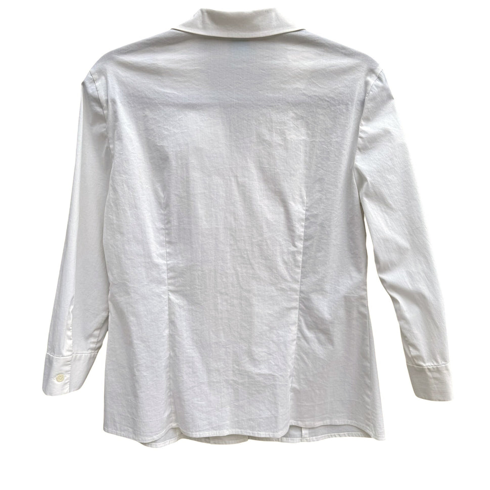 Debra McGuire Womens White Button-Up Floral Cut Out 3/4 Sleeves Shirt Blouse 8